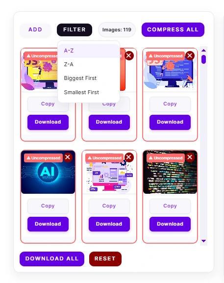 advanced filters in thesoftco image compressor