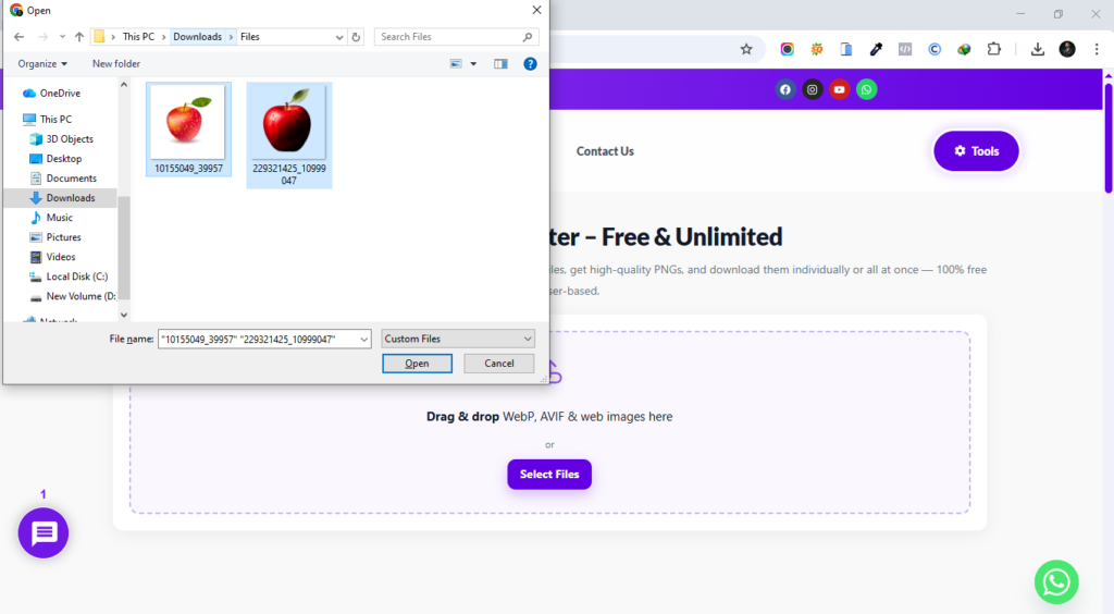 Process of adding image in TheSoftCo WEBP to PNG