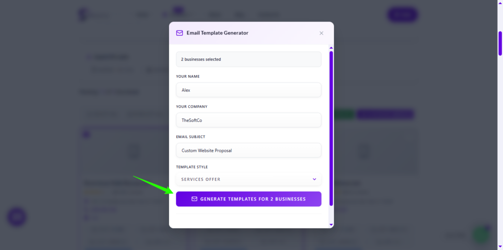 Generate Emails Feature of TheSoftCo