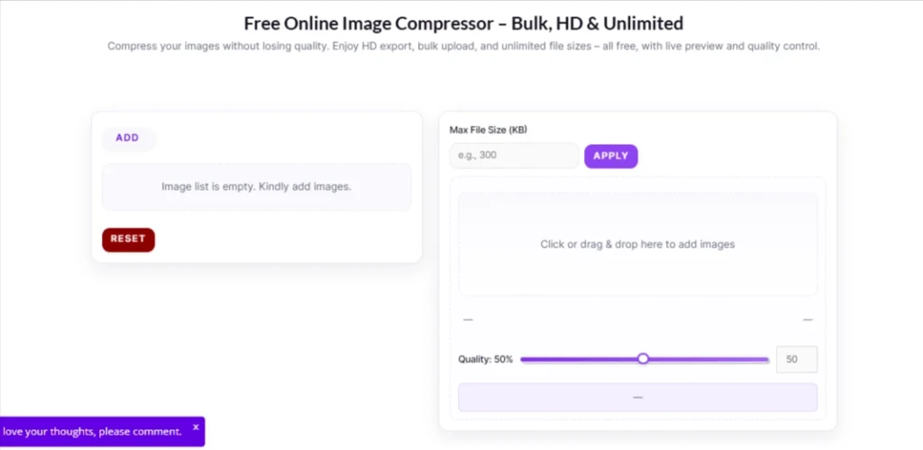 UI Of TheSoftCo Image Compressor Tool